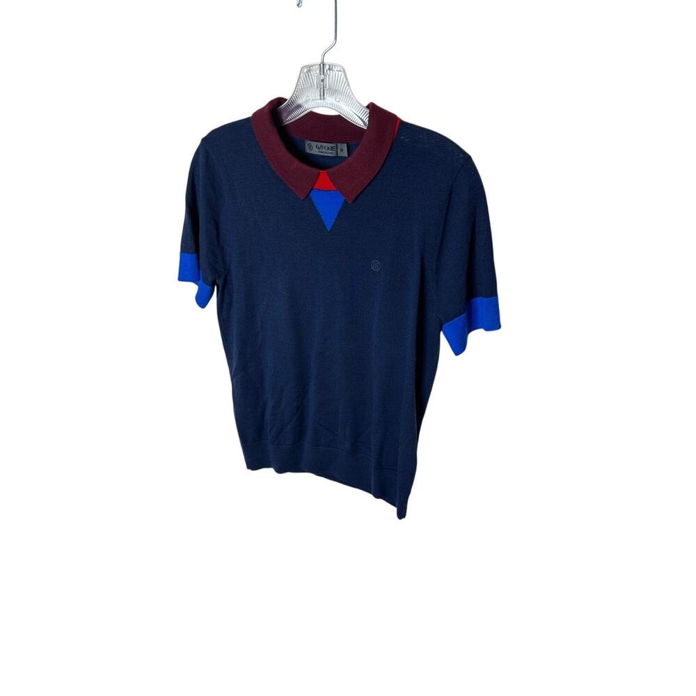G/FORE Womens Colorblock Short‎ Sleeve Polo Golf Sweater Navy Blue M